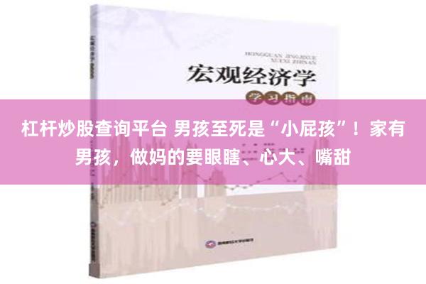 杠杆炒股查询平台 男孩至死是“小屁孩”！家有男孩，做妈的要眼瞎、心大、嘴甜