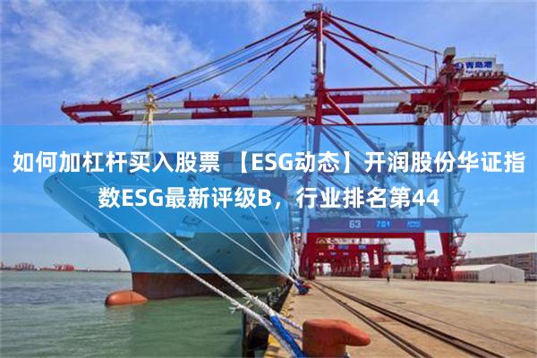 如何加杠杆买入股票 【ESG动态】开润股份华证指数ESG最新评级B，行业排名第44