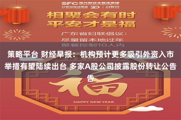 策略平台 财经早报：机构预计更多吸引外资入市举措有望陆续出台 多家A股公司披露股份转让公告