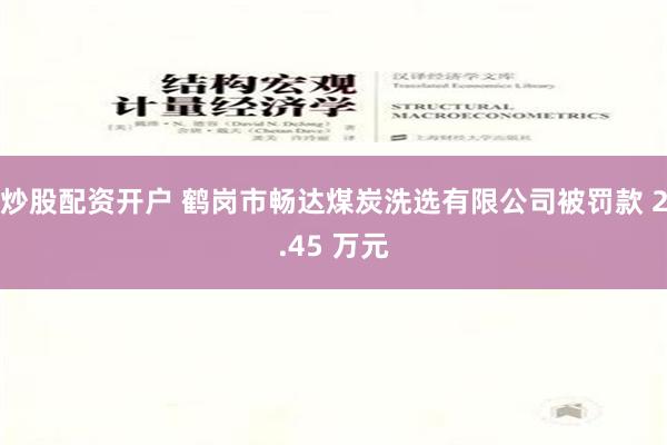 炒股配资开户 鹤岗市畅达煤炭洗选有限公司被罚款 2.45 万元