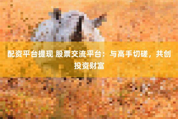配资平台提现 股票交流平台：与高手切磋，共创投资财富