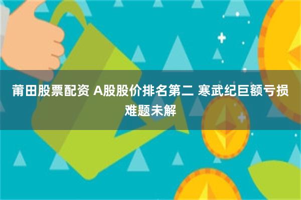 莆田股票配资 A股股价排名第二 寒武纪巨额亏损难题未解