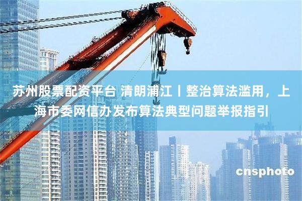 苏州股票配资平台 清朗浦江丨整治算法滥用，上海市委网信办发布算法典型问题举报指引