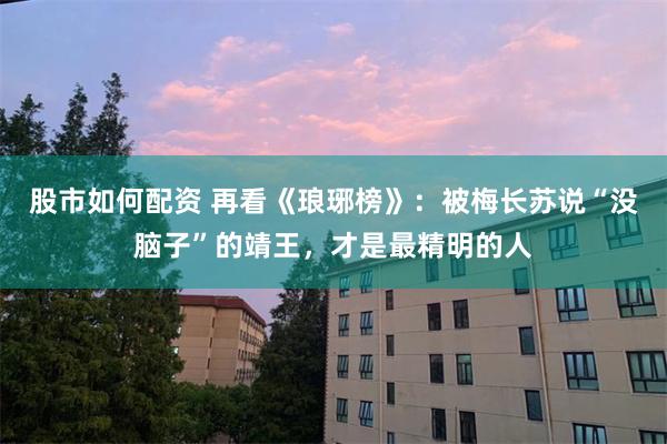 股市如何配资 再看《琅琊榜》：被梅长苏说“没脑子”的靖王，才是最精明的人