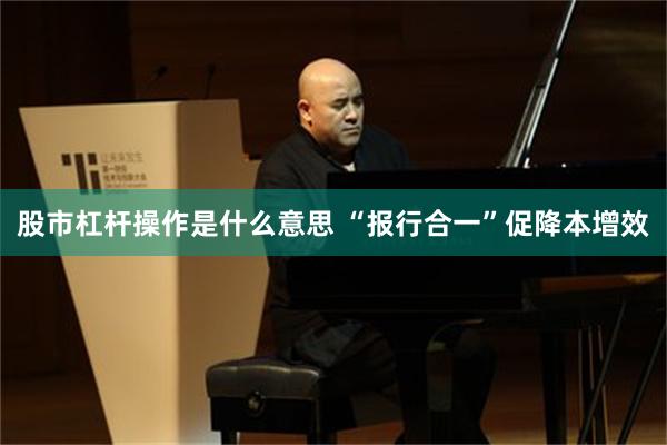 股市杠杆操作是什么意思 “报行合一”促降本增效