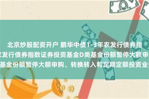 北京炒股配资开户 鹏华中债1-3年农发行债券指数D: 鹏华中债1-3年农发行债券指数证券投资基金D类基金份额暂停大额申购、转换转入和定期定额投资业务的公告
