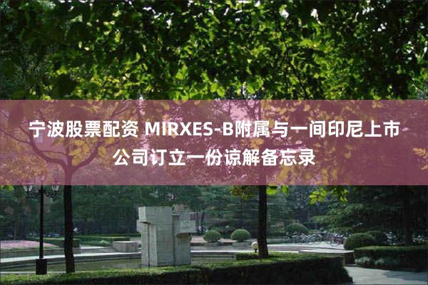 宁波股票配资 MIRXES-B附属与一间印尼上市公司订立一份谅解备忘录