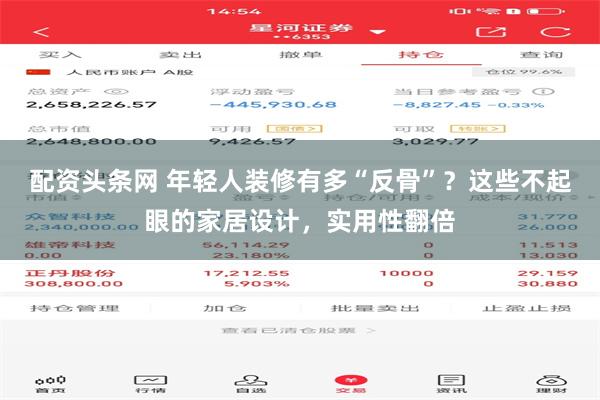 配资头条网 年轻人装修有多“反骨”？这些不起眼的家居设计，实用性翻倍