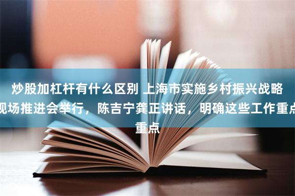 炒股加杠杆有什么区别 上海市实施乡村振兴战略现场推进会举行，陈吉宁龚正讲话，明确这些工作重点
